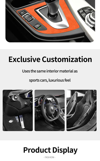 For BMW F30 F34 F36 Gear Shift Control Panel Trim Frame Decorative Sticker Made of Alcantara Car Interior Tuning Accessories