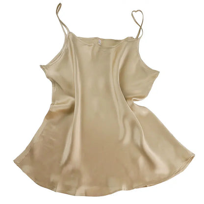 100% mulberry silk, silk, satin, breathable candy color, short backing, small suspender vest for women.