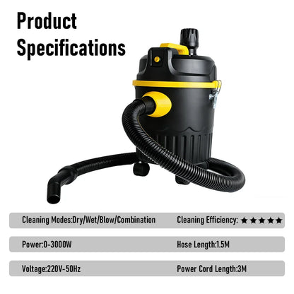22L High-Power Vacuum Cleaner for Car Home Commercial Use Wet And Dry Large Suction Dust Collector Machine Shop Vacuum Bucket