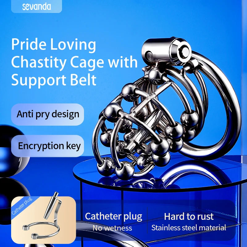 SEVANDA Male Mteal Chastity Cage Sissy Cock Cage Sexy Adult Man Penis Cage Erotic Products with Chastity Belt Sex Toys for Men