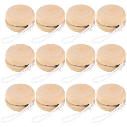 12Pcs Hand Paintable Wooden Yo-Yo Balls Childrens Craft Activity Set for Drawing Fun Develops Wrist Strength Cognitive Skills