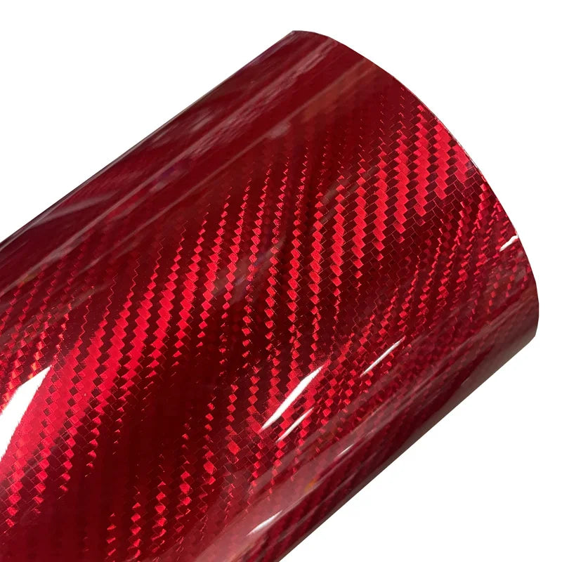 Premium PET Glossy 5D Chrome Red Carbon Fiber Vinyl Wrap Film DIY Self Adhesive Decal Sticker Motorbike Car Wrapping Foil