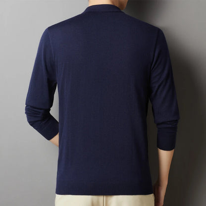 2023 High-End Polo Shirt for Men High Quality Wool Blend Fashionable Embroidered Long Sleeve Tee Korean Style Casual Menswear