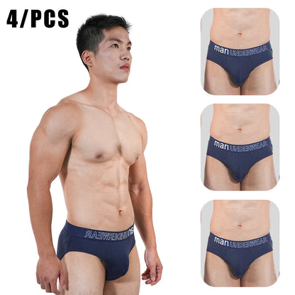 4pcs Mens Briefs Underpants Loose Plus Size Briefs Mid Waist Black Gray Sports Underwear Heavyweight Boys Breathable Panties 6XL