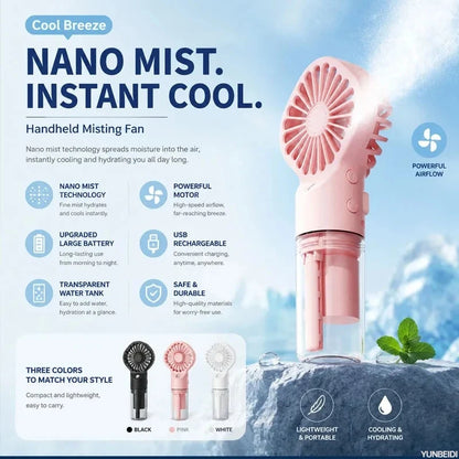 Three-in-one Fan Air Conditioner LED Light Portable Humidifier Air Conditioner Fan 3/4 Wind Speed Outdoor Travel Water Spray Fan
