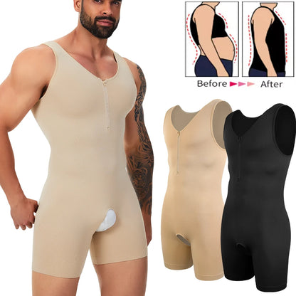 Men Body Shaper Bodysuit Tummy Control Shapewear Slimming Compression Underwear with Zipper Undershirt Fajas Para Hombres New in