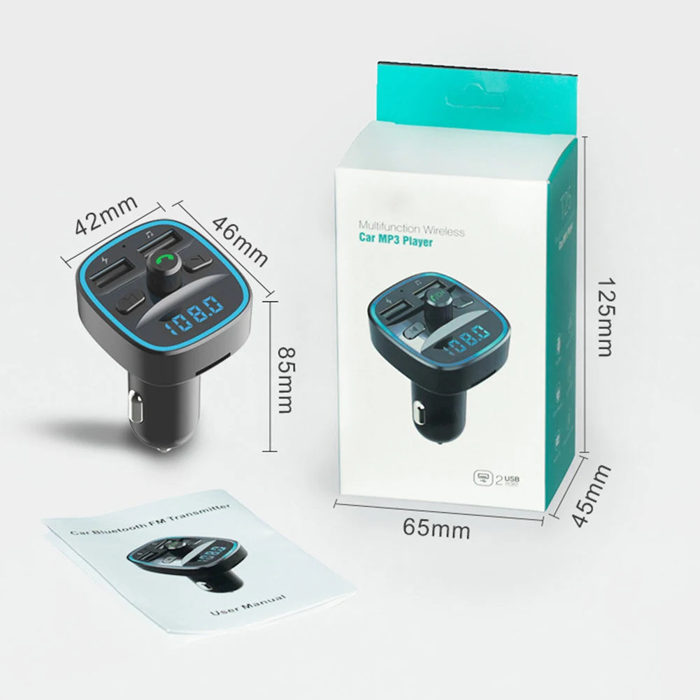 Portable Car Bluetooth 5.0 FM Transmitter Car MP3 Player Practical Multi-functional Dual USB Fast Charging Wireless Car Charger