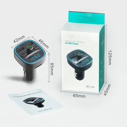 Portable Car Bluetooth 5.0 FM Transmitter Car MP3 Player Practical Multi-functional Dual USB Fast Charging Wireless Car Charger