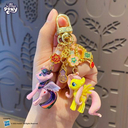 Genuine My Little Pony Festive Charm Keychain Adorable Fashion Bag Pendant Anime Figures Unique Cartoon Gifts For Friends Family