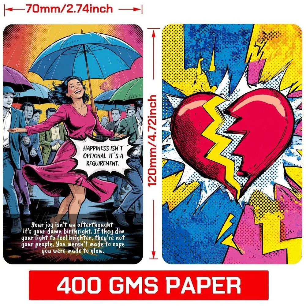 72Pcs, Awaken Your True Oracle Cards Set, Modern Pop Art Design, Self-Reflection & Emotional Insight Tools