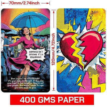 72Pcs, Awaken Your True Oracle Cards Set, Modern Pop Art Design, Self-Reflection & Emotional Insight Tools