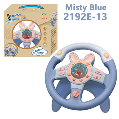 Simulation Steering Wheel Toy Montessori Eletric With Light Sound Baby Kids Musical Educational Copilot Stroller Steering Toy