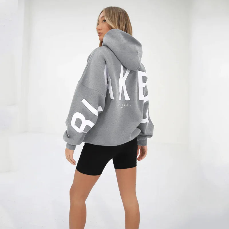 New Women's Thickened Long Sleeve Hoodie Sweatshirt Sweet Style Straight Cut Regular Sleeve Length Autumn Collection Print De...