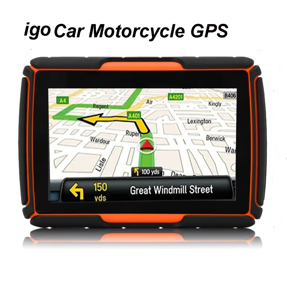 Car Motorcycle GPS Navigation 4307 IPX7 Waterproof Bluetooth GPS Navigator Tracker Bullit in RAM 1G ROM 8GB FM free igo Map