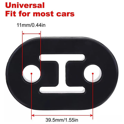 2/4/6/8/10pcs Car Rubber Exhaust Tail Pipe Mount Brackets Hanger Insulator Universal Black 2 Holes Diameter 11mm 0.44inches