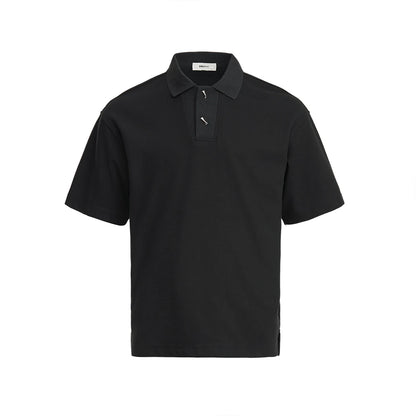 2026 Summer Men's 220g Heavyweight Waffle Polo Shirt Loose Lapel Breathable Soft Solid Color Basic Short Sleeve Tops