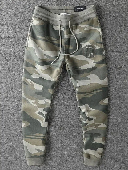 Thickened Wear-Resistant American Casual Camouflage Pants Men's Slim Fit Warmth Sports Cuffed Sweatpants Trendy Long Trousers
