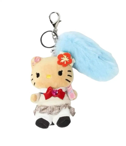 Cartoon JK Uniform Hello Kitty Y2K Gal Black Skin pink Leopard plush Doll Backpack Keychain Sanrio Stuffed  KT cat toys Pendant
