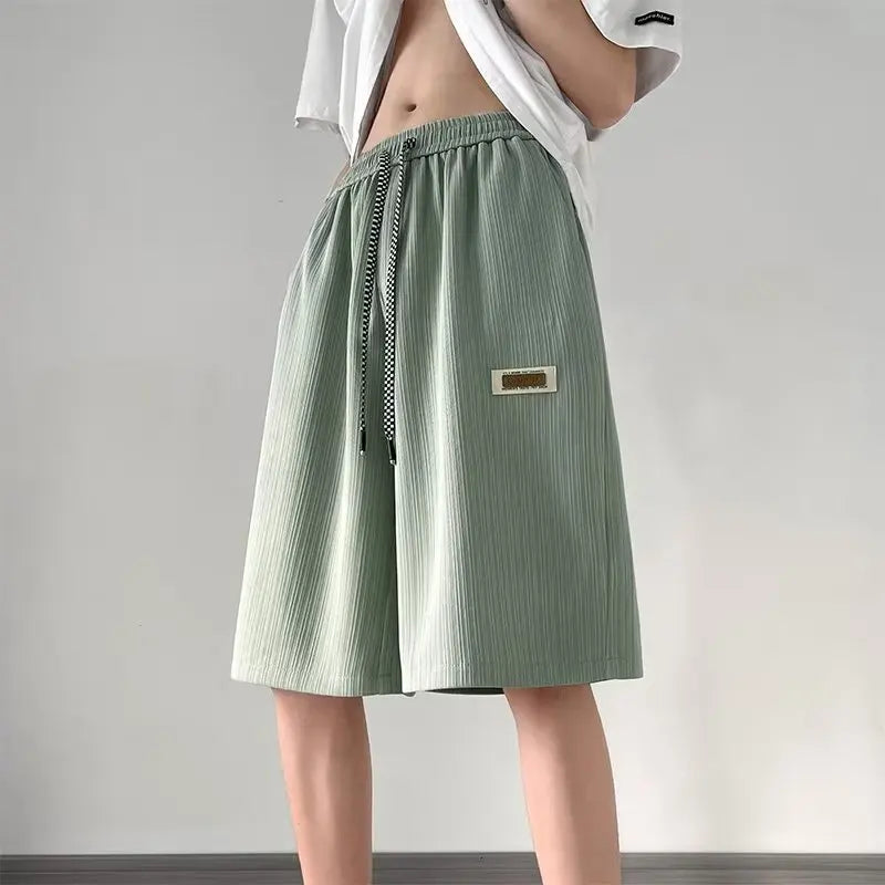 Men's Ribbed Lounge Shorts Checkered Drawstring Casual Summer Pants 2026