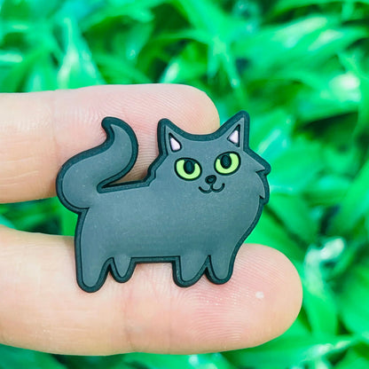 New 1-13pcs Cute Animal Black Cat PVC Garden Shoe Charms Sandal Buckle Boys Girls Cartoon Hole Slipper Accessories DIY Backpack