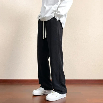 Men's Outdoor Velvet Lining Trousers Winter Jogger Sweatpants Solid Color Baggy Thickened Winter Fleece Loose Sports Warm Pants