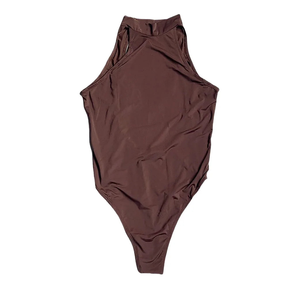 Fashion High Cut Thong Bodysuit Tops Women's Ice Silk Shiny Sheer See Through Tights Backless Elastic Sexy Shaper Wear Leotard