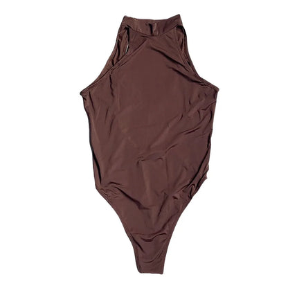 Fashion High Cut Thong Bodysuit Tops Women's Ice Silk Shiny Sheer See Through Tights Backless Elastic Sexy Shaper Wear Leotard