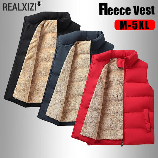 Winter Warm Vest Jacket Men Waistcoat Windbreaker Clothing New Vests Puffer Sleeveless Coats Mens Solid Color Down Vest Jacket