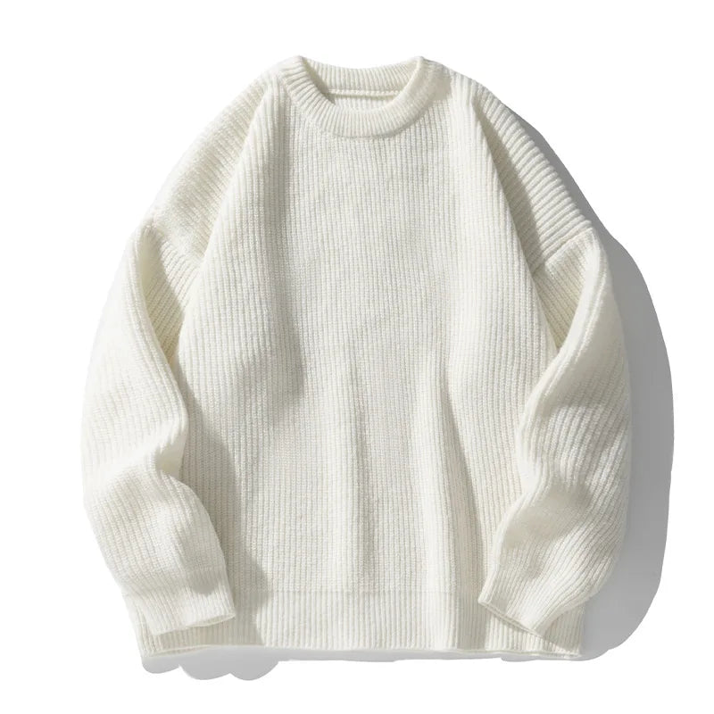 Men's 18oz Heavyweight Chunky Knit Sweater Basic Crew Neck Solid Color Textured Streetwear Winter Thermal Non-Scratch Top