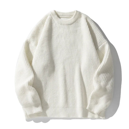 Men's 18oz Heavyweight Chunky Knit Sweater Basic Crew Neck Solid Color Textured Streetwear Winter Thermal Non-Scratch Top