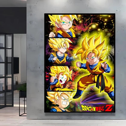 Dragon Ball Poster Super Saiyan Wall Art Goku Themed Painting Vivid Battle Design Durable Canvas Perfect for Anime Room Decor