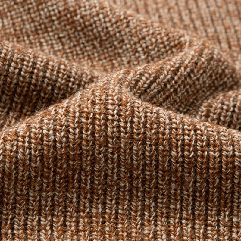 Men’s 7-Needle Wool Sweater, 100% Wool Heavyweight, Autumn Winter Thickened, Brown Coffee 4 Colors