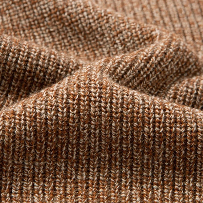 Men’s 7-Needle Wool Sweater, 100% Wool Heavyweight, Autumn Winter Thickened, Brown Coffee 4 Colors