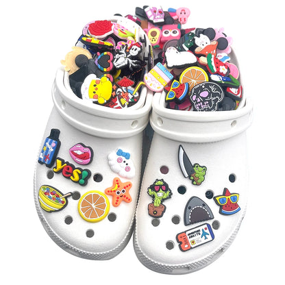 20/30/50/100/200Pcs Cartoon Animal Shoe Charms Decoration Fit Clog Sandals Slippers Ornament Shoes Accessories kids Party Gifts