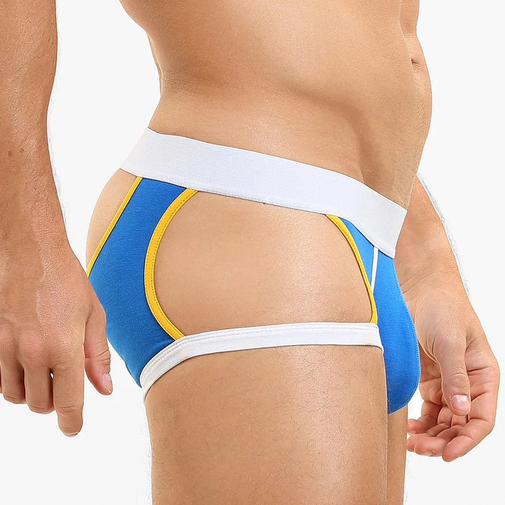 4-Pack SEOBEAN Men's Low-Waist U-Shape Flat Briefs Underwear Trendy Side-Light Design Comfortable Innerwear for Men