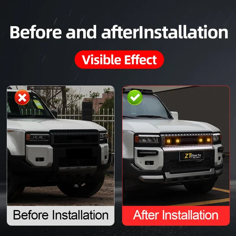 For Toyota Land Cruiser 250 2024 2025 1958 J250 Radiator grille Decorative Light Strip Off-Road Fog Lamp Decoration Accessories