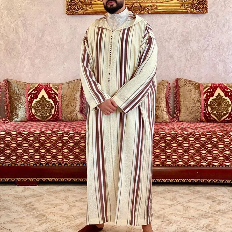 White Muslim Slim Fit Mens Thobe Robe Shirt