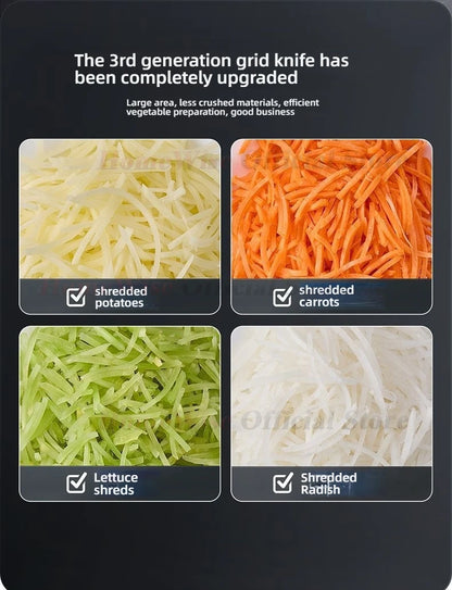 LX Multi-function Vegetable Cutter Fruit Slicer Shredder Cube Cutter 3 Blade Discs Food Processor Oblique and Straight Feed Port