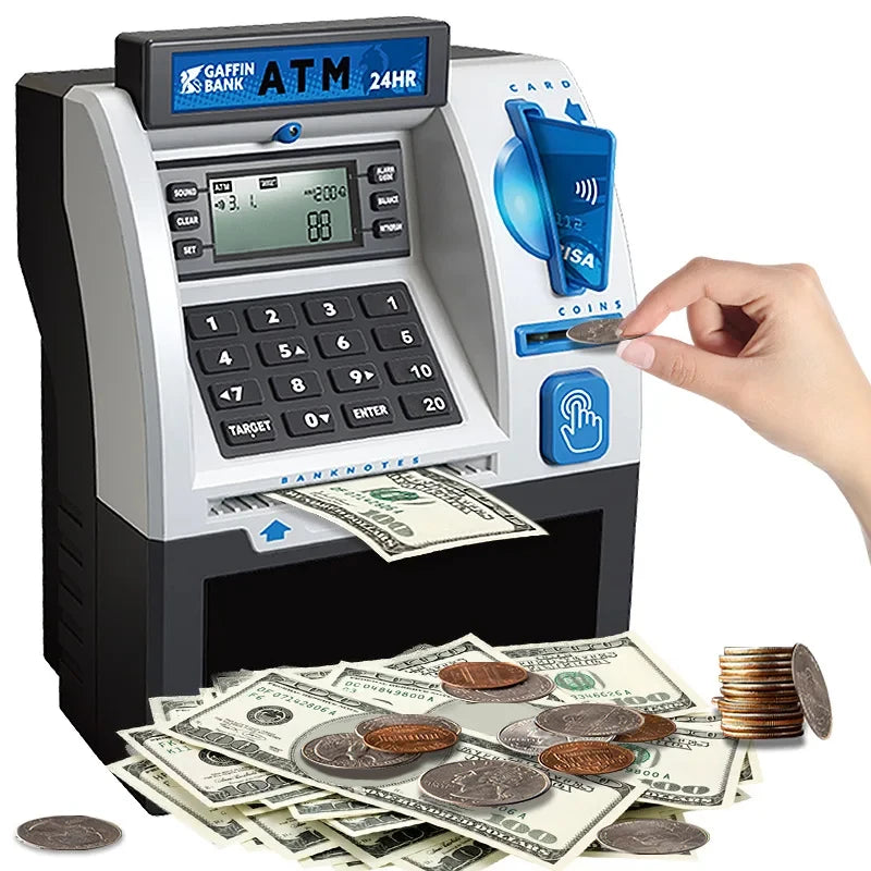 Kids Piggy Bank Saving Money Box ATM Bank Smart Credit Card Coin Cash Counting Automatic Roll Banknote Safe Piggy Bank Toy Gifts