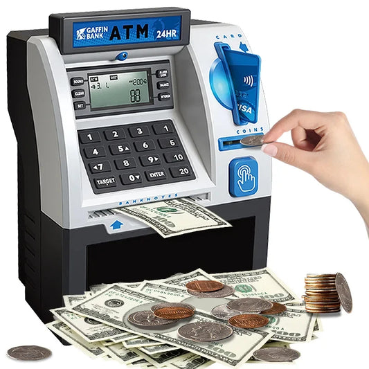 Kids Piggy Bank Saving Money Box ATM Bank Smart Credit Card Coin Cash Counting Automatic Roll Banknote Safe Piggy Bank Toy Gifts