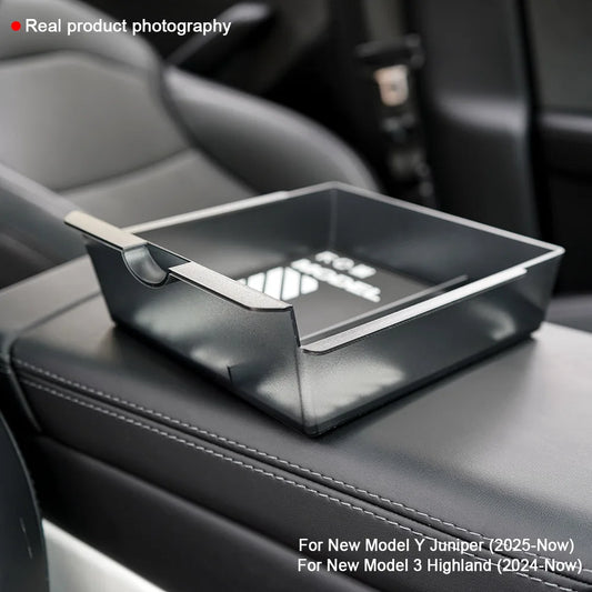 Armrest Organizer Tray Suitable for Tesla Model Y Juniper 2026 Model Y L 6 Seater Translucent ABS Box 2/4/6PCS Silicone Mat Set