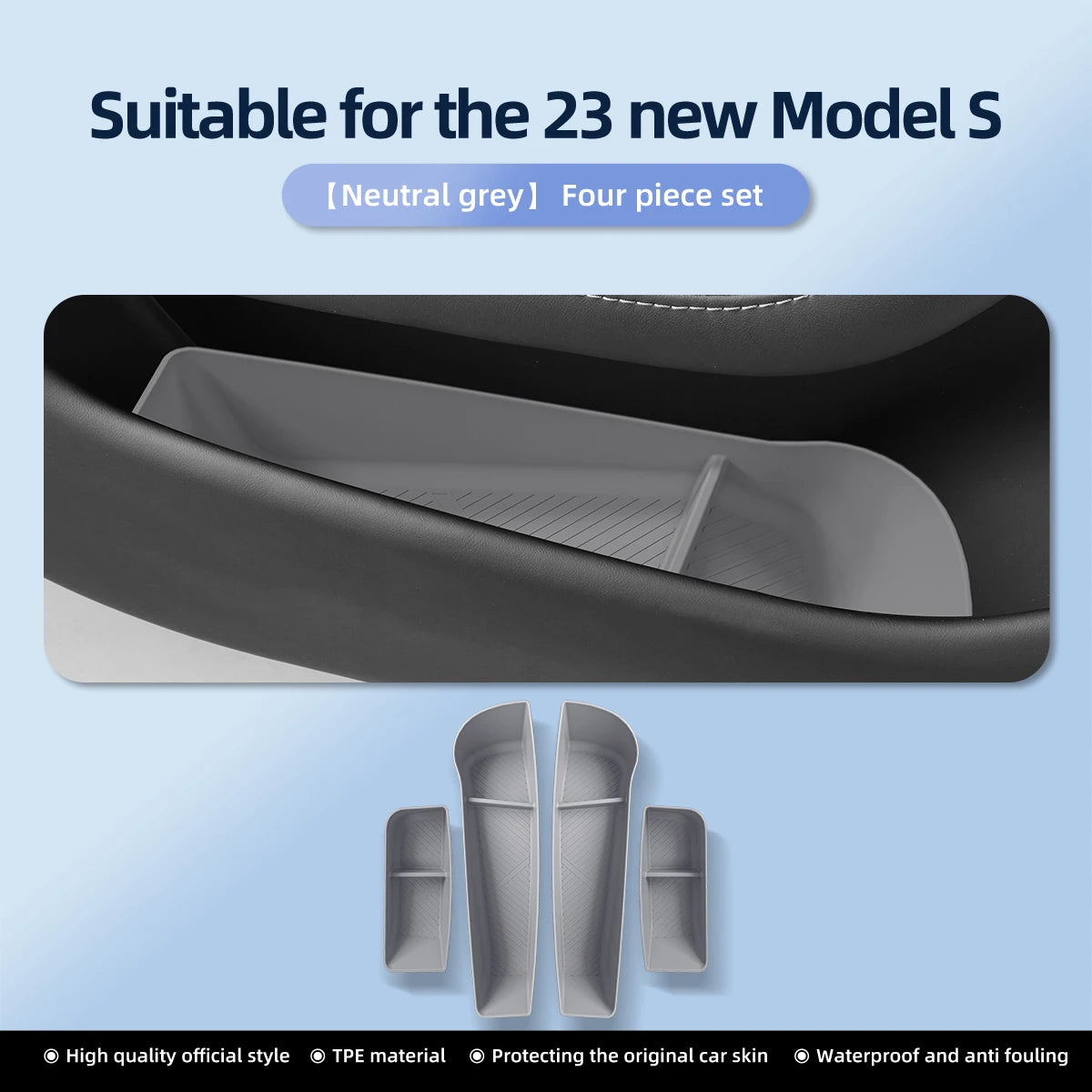 Car Door Side Storage Box  For Tesla Model X S 2023 2024 TPE Gate Slot Anti Dirty Storage Organizer Tidying Car Accessories