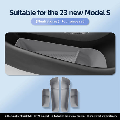 Car Door Side Storage Box  For Tesla Model X S 2023 2024 TPE Gate Slot Anti Dirty Storage Organizer Tidying Car Accessories