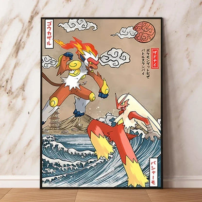 Classic Canvas Hd Prints Poster Pokemon Charizard Blastoise Cartoon Character High Quality Home Living Room Mural Decorative