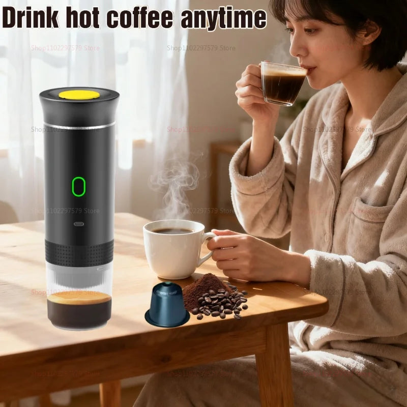 Electric Portable Coffee Machine Portable Italian Espresso Machine for Car & Home 3-in-1 Capsule Powder Travel Coffee Maker