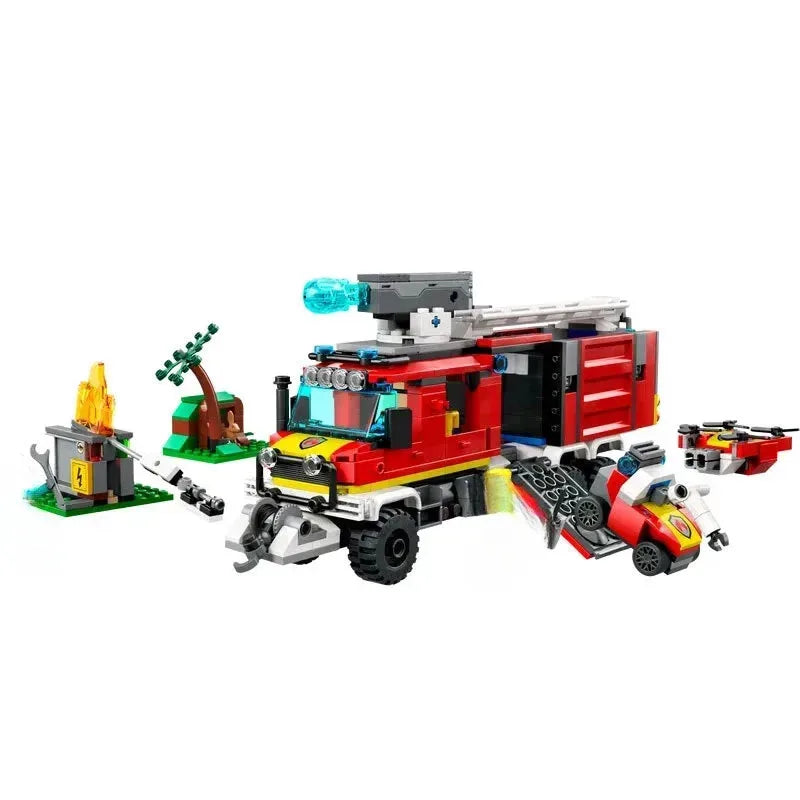 Suitable for city series fire command car boys and girls educational assembling building block toys children's Christmas gifts