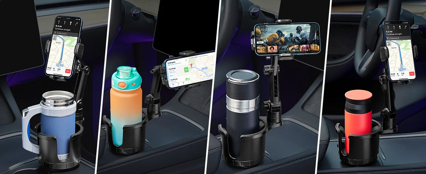 Car Phone Holder, Cup Holder Phone Mount With Memory Function 360°Rotation iPhone Car Phone Mount With Adjustable Long Neck