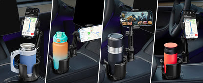 Car Phone Holder, Cup Holder Phone Mount With Memory Function 360°Rotation iPhone Car Phone Mount With Adjustable Long Neck