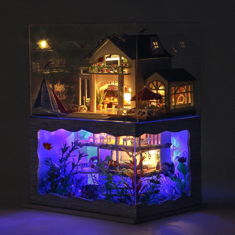 Wooden Building Model Doll House 3D Puzzle Mini DIY Kit Production And Assembly Room Toys Home Bedroom Decoration With Furniture