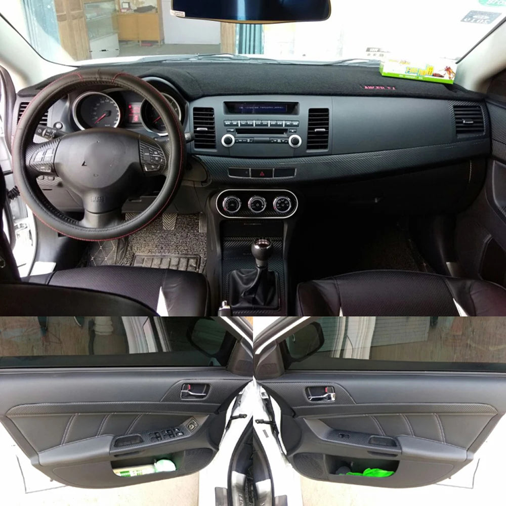 For Mitsubishi Lancer EX2009-2016 Interior Central Control Panel Door Handle Carbon Fiber Stickers Decals Car styling Accessorie